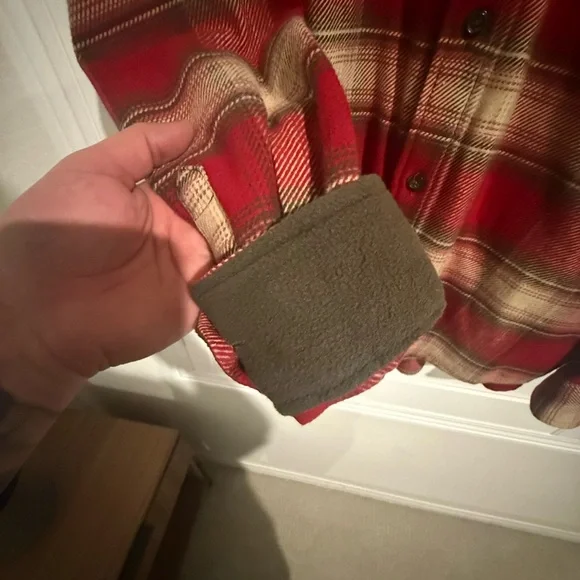 Orvis Red and Cream Plaid Shirt Heavyweight Flannel XL - Picture 6 of 8